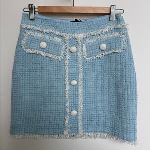 Generation Love Nessa Blue Tweed Button-Front Skirt. New with tag